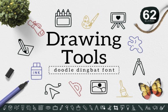 Drawing Tools Font for Handmade Creations
